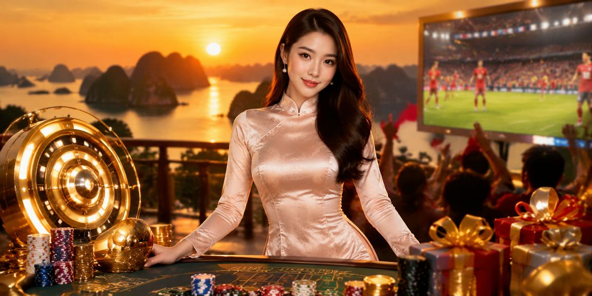 Người dùng tại Hạ Long mặc áo dài chơi game casino trên ứng dụng sv888