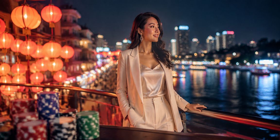 Không gian đèn lồng Hà Nội về đêm với người dùng tham gia game casino giải trí trực tuyến