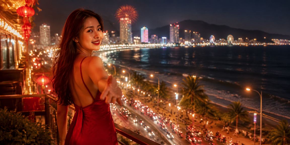 Người dùng tại bãi biển Quy Nhơn kiểm tra kết quả xổ số và ưu đãi trực tuyến trên điện thoại